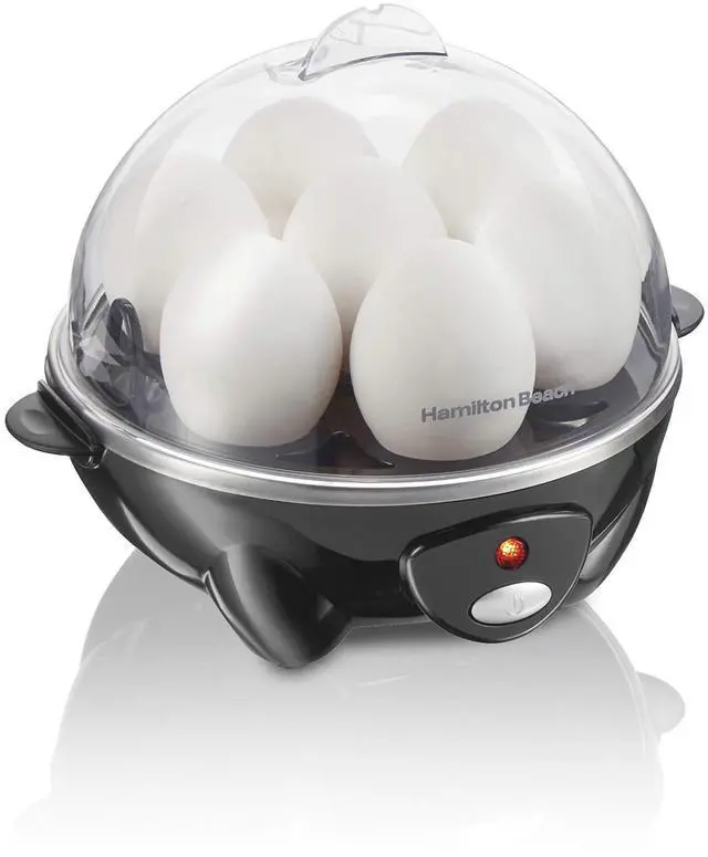 Main image of 3-in-1 Electric Egg Cooker for Hard Boiled Eggs, Poacher Eggs, Omelet Maker & Vegetable Steamer, Holds 7, Black (25507)