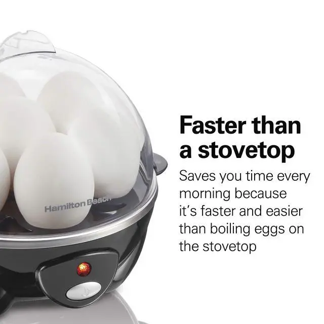 Alt view image 6 of 7 - 3-in-1 Electric Egg Cooker for Hard Boiled Eggs, Poacher Eggs, Omelet Maker & Vegetable Steamer, Holds 7, Black (25507)