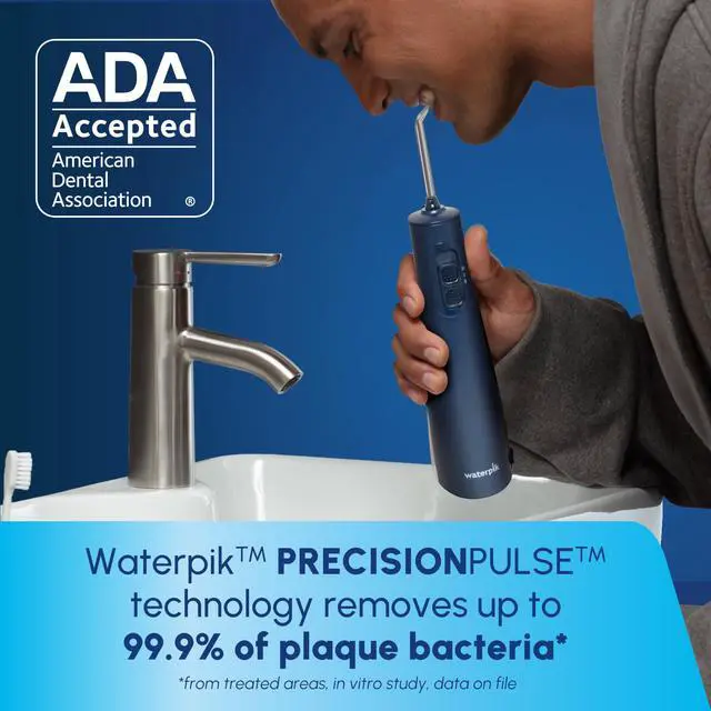 Alt view image 3 of 7 - Waterpik Cordless Pulse 3100 Rechargeable Portable Water Flosser for Teeth, Gums, Braces Care and Travel with 2 Flossing Tips, Waterproof for Shower Use, ADA Accepted, WF-20 Blue, Amazon Exclusive