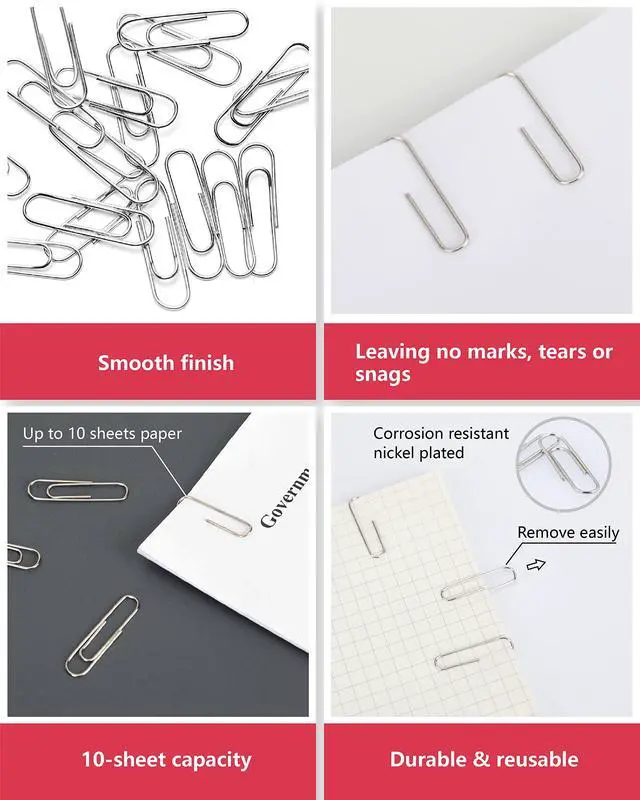 Alt view image 4 of 7 - PAPERPAL Paperclips for Office School & Personal Use, #1 Smooth Paper Clip (1-2/7"), 600 Medium Paper Clips (6 Boxes of 100 Each), Silver