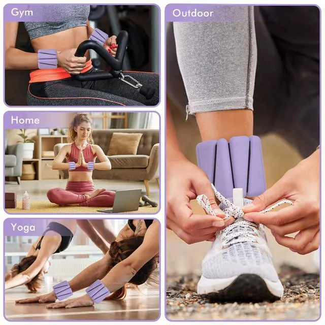 Alt view image 5 of 7 - Wrist Weights, Ankle Weights for Women Men, Adjustable Wrist Weighted Bracelet for Home Gym Workout, Running, Yoga, Exercise, Strength Training, Set of 2 (1LB Each)-Purple