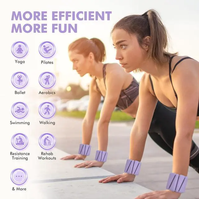 Alt view image 3 of 7 - Wrist Weights, Ankle Weights for Women Men, Adjustable Wrist Weighted Bracelet for Home Gym Workout, Running, Yoga, Exercise, Strength Training, Set of 2 (1LB Each)-Purple