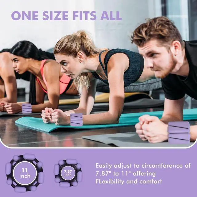 Alt view image 7 of 7 - Wrist Weights, Ankle Weights for Women Men, Adjustable Wrist Weighted Bracelet for Home Gym Workout, Running, Yoga, Exercise, Strength Training, Set of 2 (1LB Each)-Purple