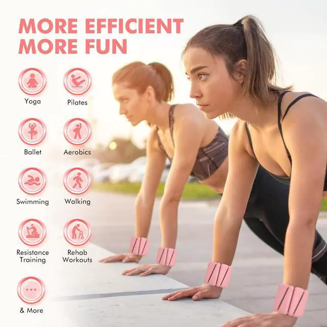 Alt view image 3 of 7 - Wrist Weights, Ankle Weights for Women Men, Adjustable Wrist Weighted Bracelet for Home Gym Workout, Running, Yoga, Exercise, Strength Training, Set of 2 (1LB Each)-Pink