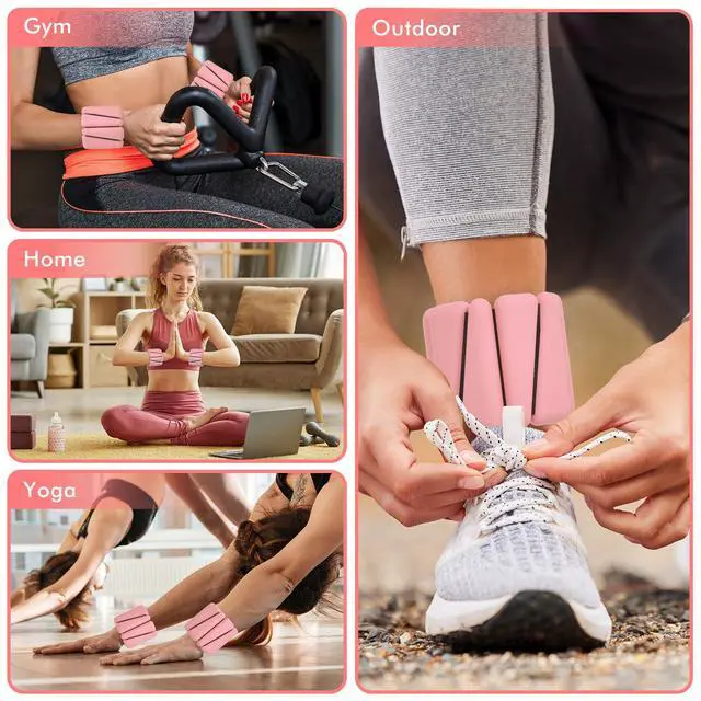 Alt view image 5 of 7 - Wrist Weights, Ankle Weights for Women Men, Adjustable Wrist Weighted Bracelet for Home Gym Workout, Running, Yoga, Exercise, Strength Training, Set of 2 (1LB Each)-Pink
