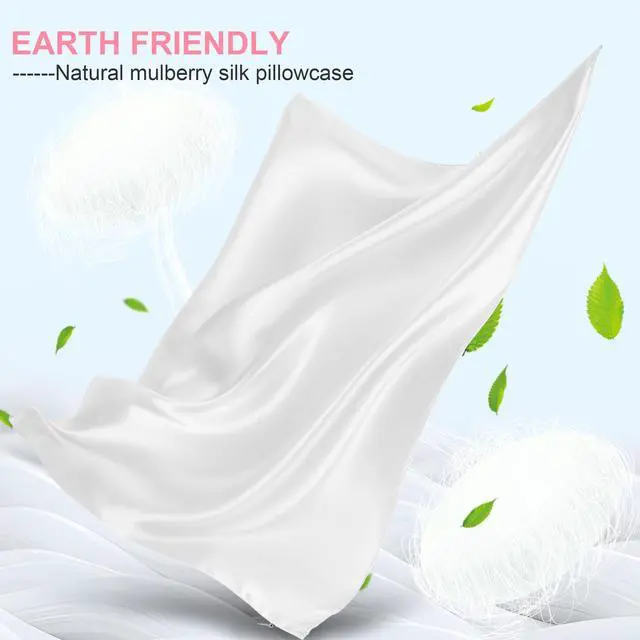 Alt view image 2 of 7 - Silk Pillow Cases 2 Pack Standard Size with Hidden Zipper, Mulberry Silk Pillowcase for Hair and Skin, Smooth and Soft Breathable Cooling Silk Satin Pillowcase Set of 2, Gifts for WomenPure White