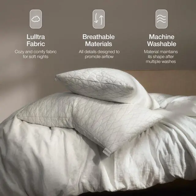 Alt view image 2 of 7 - Coop Home Goods Original Pillow Case, Queen Size Pillow Case for Memory Foam Pillows, Breathable Ultra Soft Lulltra Fabric Cover with Zipper, Polyester/Rayon
