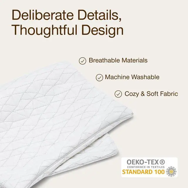 Alt view image 3 of 7 - Coop Home Goods Original Pillow Case, Queen Size Pillow Case for Memory Foam Pillows, Breathable Ultra Soft Lulltra Fabric Cover with Zipper, Polyester/Rayon