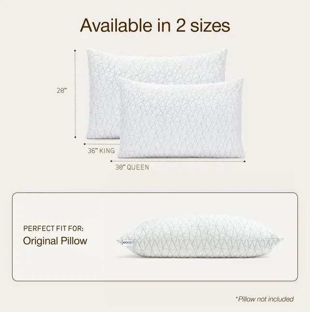 Alt view image 5 of 7 - Coop Home Goods Original Pillow Case, Queen Size Pillow Case for Memory Foam Pillows, Breathable Ultra Soft Lulltra Fabric Cover with Zipper, Polyester/Rayon