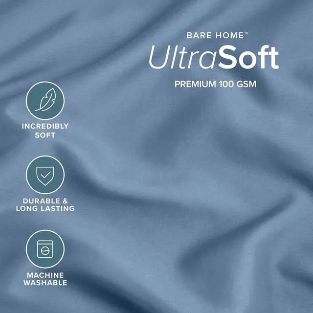 Alt view image 4 of 7 - Bare Home Microfiber Pillow Cases - Standard/Queen Size Set of 2 - Cooling Pillowcases - Double Brushed - Coronet Blue Pillowcases 2 Pack - Easy Care (Standard Pillowcase Set of 2, Coronet Blue)