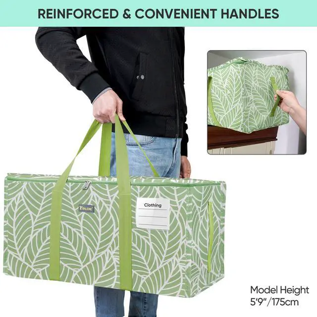 Alt view image 6 of 7 - BALEINE Extra Large Storage Tote with Zippers & Carrying Handles, Heavy-Duty Oxford Fabric Moving Bags for Laundry, Space Saving, Storage, Antique Foliage