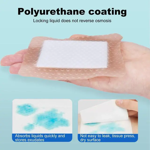 Alt view image 4 of 7 - 20Pcs Silicone Foam Dressing 4x4 Gentle Border, Waterproof Silicone Bandages for Wounds Care, Bed Sore Patches, Super Absorbent Wound Dressing, Self Adhesive Pressure Sore Pads