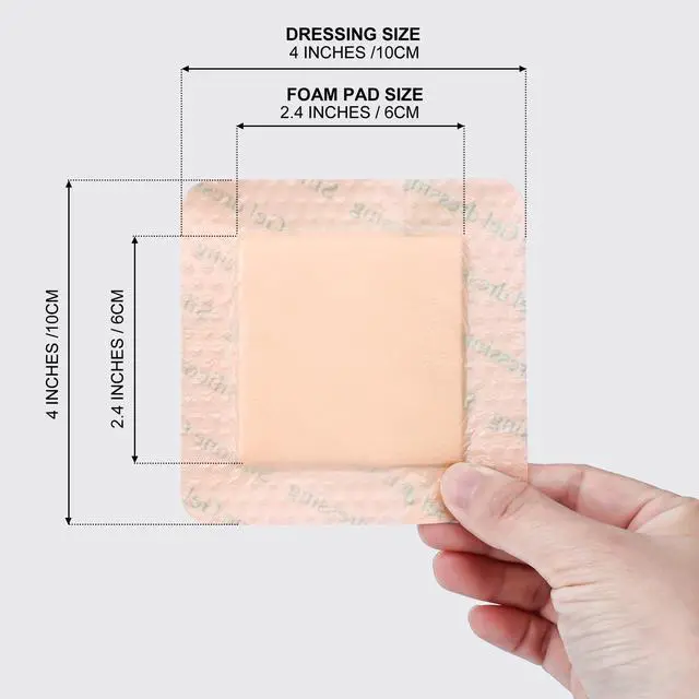 Alt view image 7 of 7 - 20Pcs Silicone Foam Dressing 4x4 Gentle Border, Waterproof Silicone Bandages for Wounds Care, Bed Sore Patches, Super Absorbent Wound Dressing, Self Adhesive Pressure Sore Pads