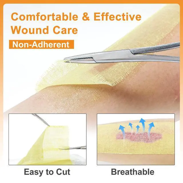 Alt view image 3 of 6 - Carbou Medical Xeroform Petrolatum Dressing 5"x9", 25 Individual Pack, Non-Adherent Gauze Pads, Soft Fine Mesh Gauze Patch for Wound Care, Burns, Lacerations, Skin Grafts & Surgical Incisions