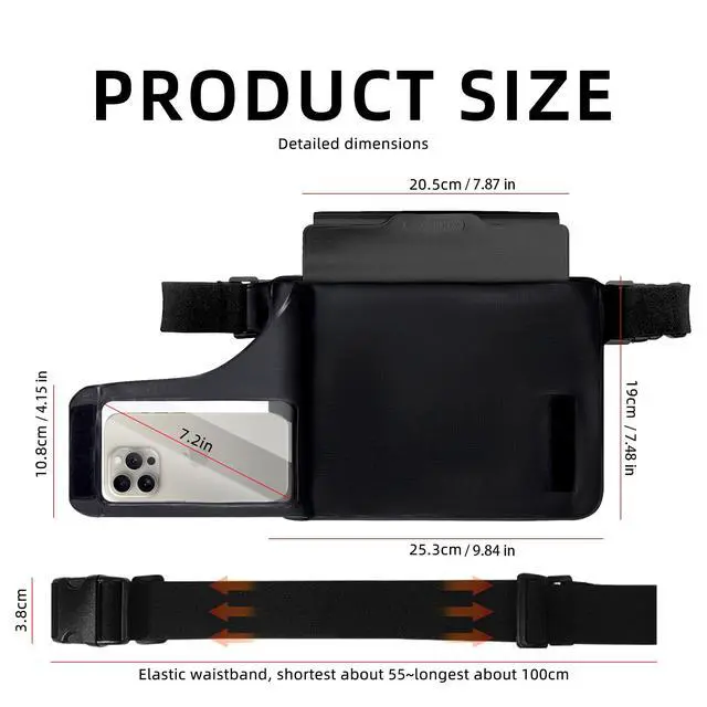 Alt view image 2 of 7 - Waterproof bag Fanny Pack with Phone Case, Water proof Phone Pouch Dry Bag Keep Valuables Safe for iPhone Samsung, Adjustable Waist Strap and Screen Touch Sensitive for Swimming Boating Beach Fishing