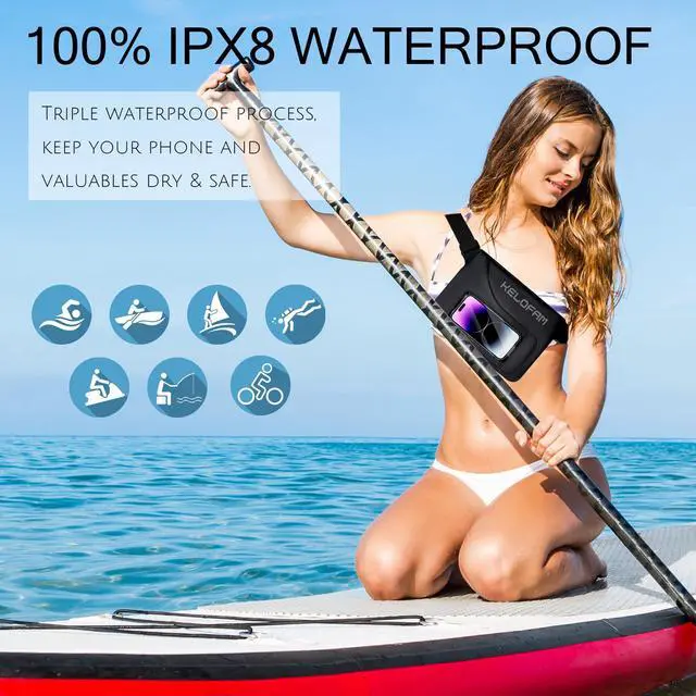 Alt view image 3 of 7 - Waterproof bag Fanny Pack with Phone Case, Water proof Phone Pouch Dry Bag Keep Valuables Safe for iPhone Samsung, Adjustable Waist Strap and Screen Touch Sensitive for Swimming Boating Beach Fishing