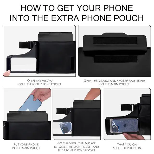 Alt view image 5 of 7 - Waterproof bag Fanny Pack with Phone Case, Water proof Phone Pouch Dry Bag Keep Valuables Safe for iPhone Samsung, Adjustable Waist Strap and Screen Touch Sensitive for Swimming Boating Beach Fishing