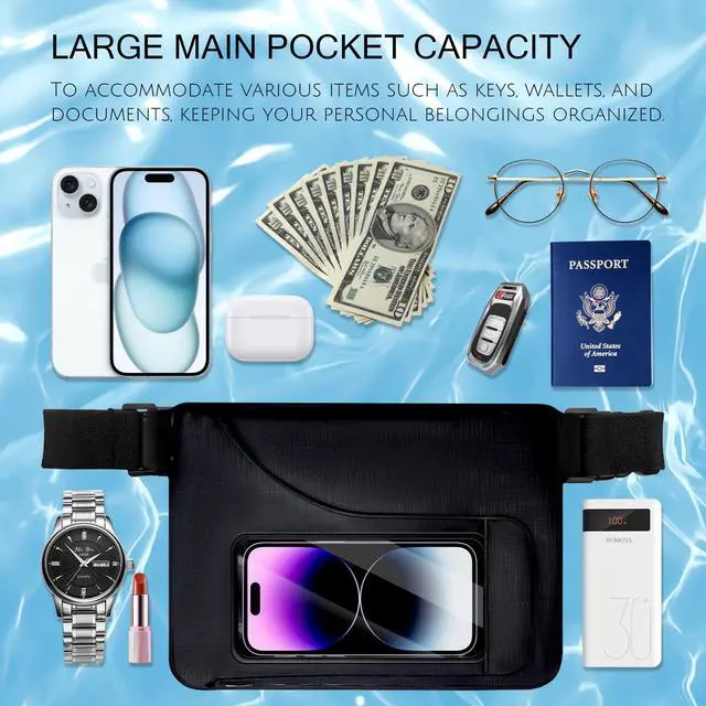 Alt view image 6 of 7 - Waterproof bag Fanny Pack with Phone Case, Water proof Phone Pouch Dry Bag Keep Valuables Safe for iPhone Samsung, Adjustable Waist Strap and Screen Touch Sensitive for Swimming Boating Beach Fishing