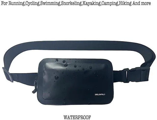 Alt view image 3 of 7 - DRLOKPAK Waterproof Fanny Pack Waist Pouch Floating Dry Hip Bag for Phone Wallet Key FOB Passport Cards Perfect for kayak Beach Surf Snorkel Swim Hiking Travel (Black)