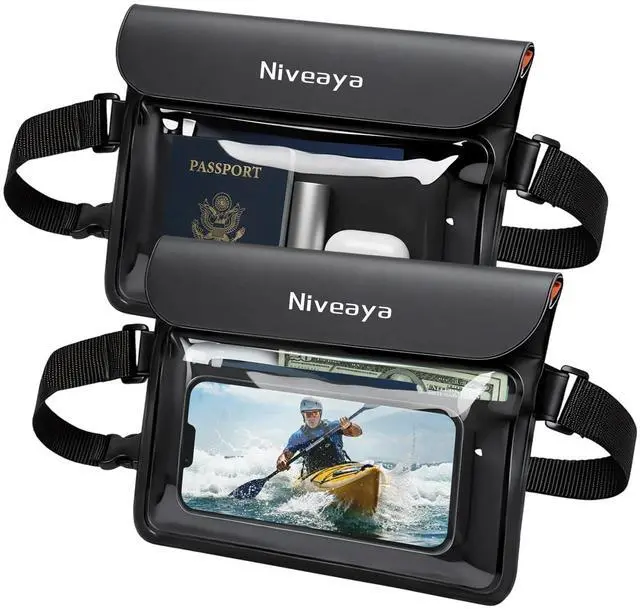 Main image of Niveaya IPX8 Waterproof Fanny Pack, Waterproof Pouch Dry Bag for Beach, Kayaking, Swimming, Boat Travel Cruise Essentials, Waterproof Phone Bag Passport Holder for Women Men(2 Pack)