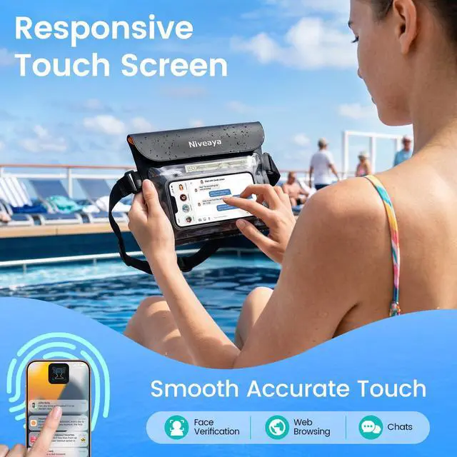 Alt view image 3 of 7 - Niveaya IPX8 Waterproof Fanny Pack, Waterproof Pouch Dry Bag for Beach, Kayaking, Swimming, Boat Travel Cruise Essentials, Waterproof Phone Bag Passport Holder for Women Men(2 Pack)