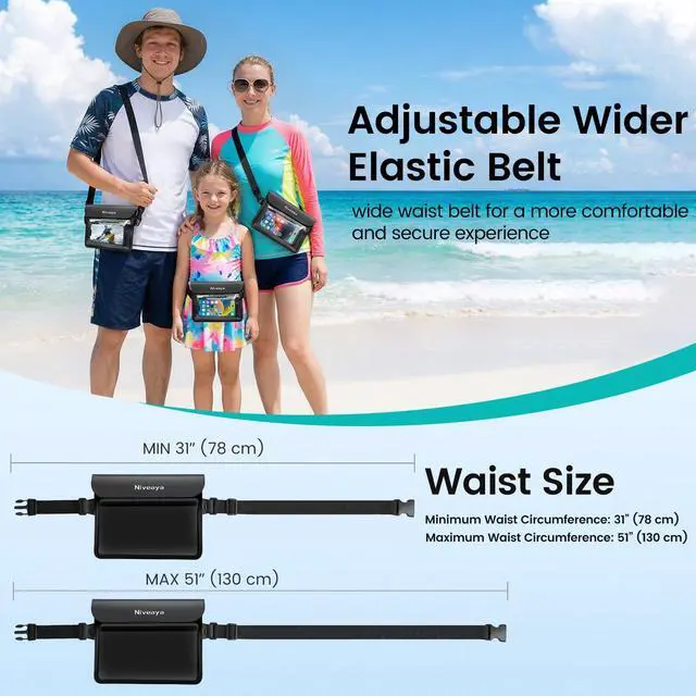 Alt view image 6 of 7 - Niveaya IPX8 Waterproof Fanny Pack, Waterproof Pouch Dry Bag for Beach, Kayaking, Swimming, Boat Travel Cruise Essentials, Waterproof Phone Bag Passport Holder for Women Men(2 Pack)