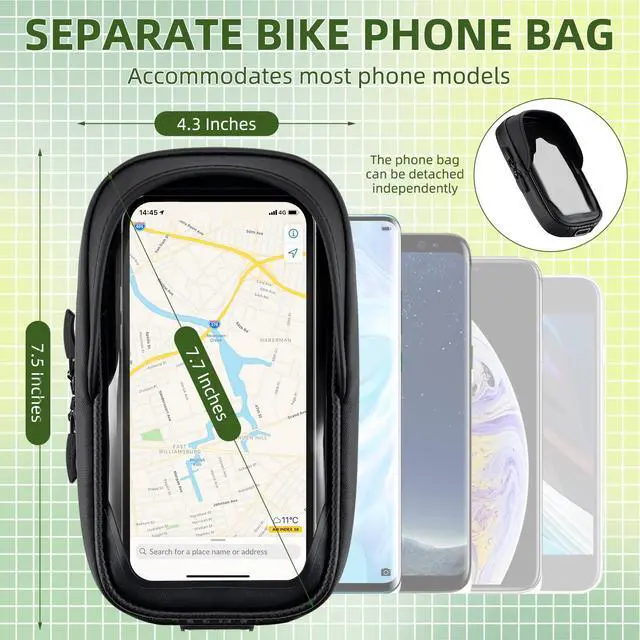 Alt view image 4 of 6 - ROCKBROS Top Tube Bike Bag, Waterproof Bike Frame Bag, 1.3L Capacity Bike Phone Bag with Sun-Visor, TPU Sensitive Touch Screen Bicycle Phone Bag for Cell Phone Below 7.4×4.2