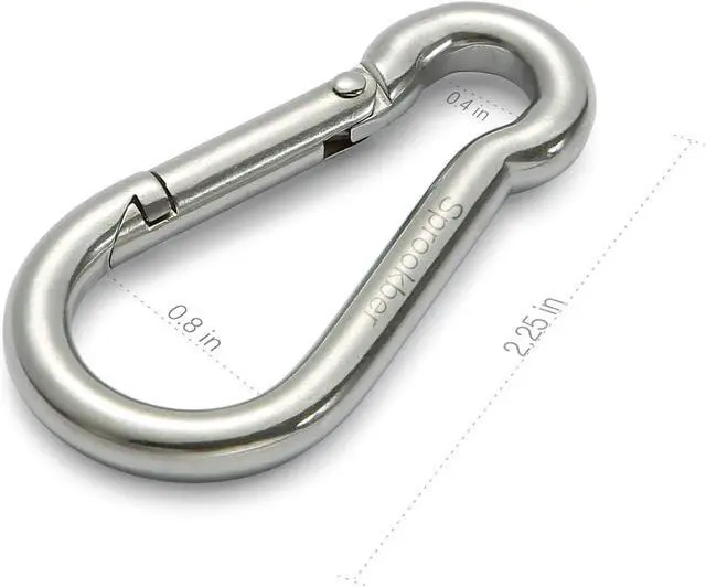 Alt view image 2 of 6 - sprookber Stainless Steel Spring Snap Hook Carabiner - 304 Stainless Steel Caribeener Clips, Set of 6