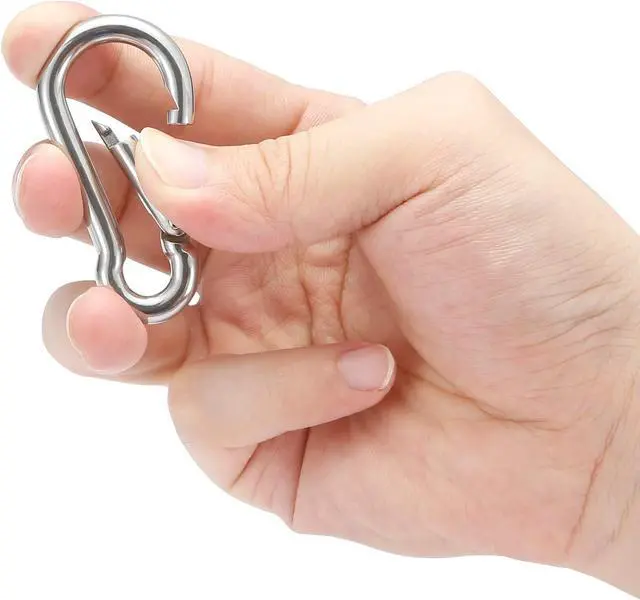 Alt view image 4 of 6 - sprookber Stainless Steel Spring Snap Hook Carabiner - 304 Stainless Steel Caribeener Clips, Set of 6