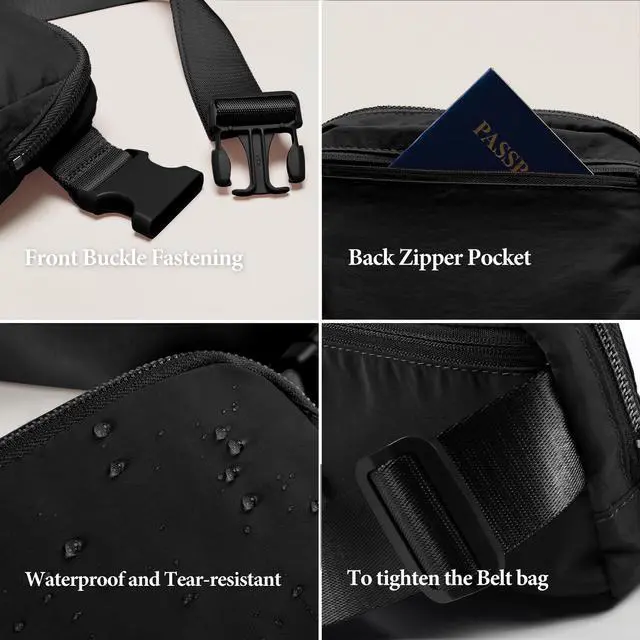 Alt view image 7 of 7 - YOSHUYUKI Fanny Pack Crossbody Bag Trendy Waterproof Small Sling Cross Body Purse for Women Men Fashion Waist Packs Mini Belt Pouch Chest Bum Hip Bag Lulu Dupes for Travel Vacation Running Black