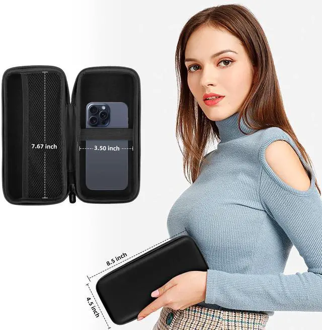 Alt view image 7 of 7 - iMangoo Travel Essential Electronics Organizer Pouch Charger Case Shockproof Dual Zipper Power Bank Cables Tech Accessories Purse, Men & Women Travel Must Have Storage Bag, 8.5x4.5x2 inch Black