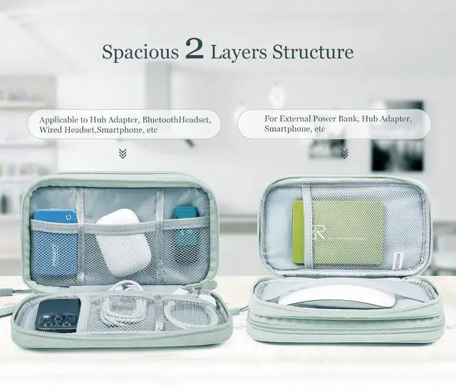 Alt view image 3 of 7 - Electronic Organizer Travel Cable Accessories Bag,Electronic Organizer Case,Electronic Accessories Organizer Bag for Power Bank, Charging Cords, Chargers, Mouse, USB Cable, Earphones (Mint Green)
