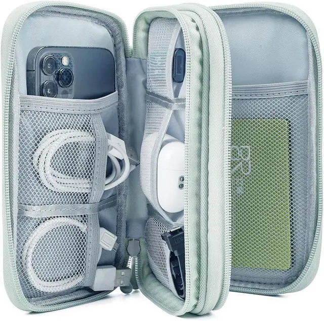 Alt view image 4 of 7 - Electronic Organizer Travel Cable Accessories Bag,Electronic Organizer Case,Electronic Accessories Organizer Bag for Power Bank, Charging Cords, Chargers, Mouse, USB Cable, Earphones (Mint Green)