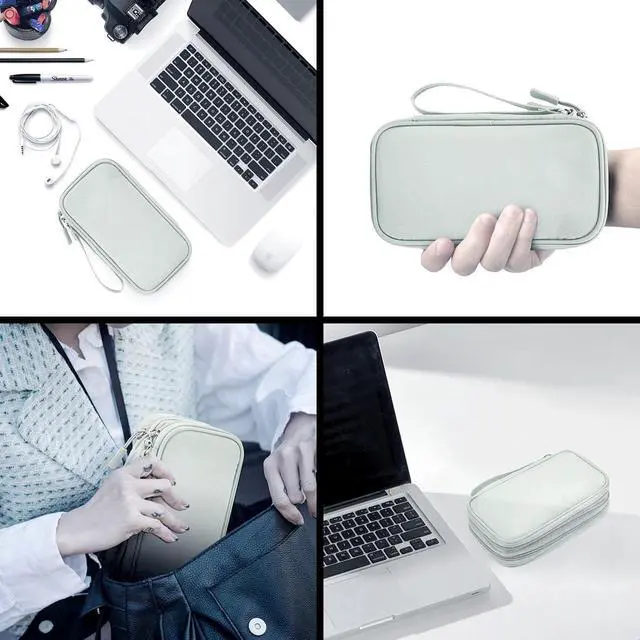 Alt view image 7 of 7 - Electronic Organizer Travel Cable Accessories Bag,Electronic Organizer Case,Electronic Accessories Organizer Bag for Power Bank, Charging Cords, Chargers, Mouse, USB Cable, Earphones (Mint Green)