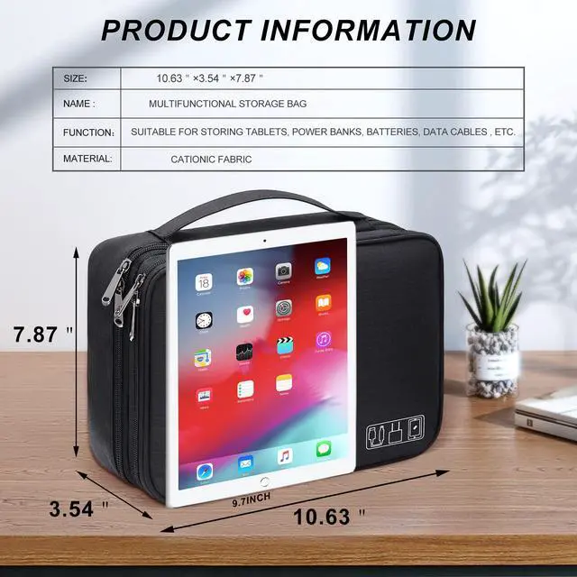Alt view image 2 of 7 - SELLYFELLY Electronic Bag Travel Cable Accessories Bag Waterproof Double Layer Electronics Organizer Portable Storage Case for Cable, Cord, Charger, Phone, Adapter, Power Bank, Kindle, Hard Drives