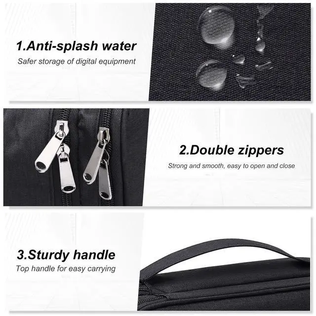 Alt view image 5 of 7 - SELLYFELLY Electronic Bag Travel Cable Accessories Bag Waterproof Double Layer Electronics Organizer Portable Storage Case for Cable, Cord, Charger, Phone, Adapter, Power Bank, Kindle, Hard Drives