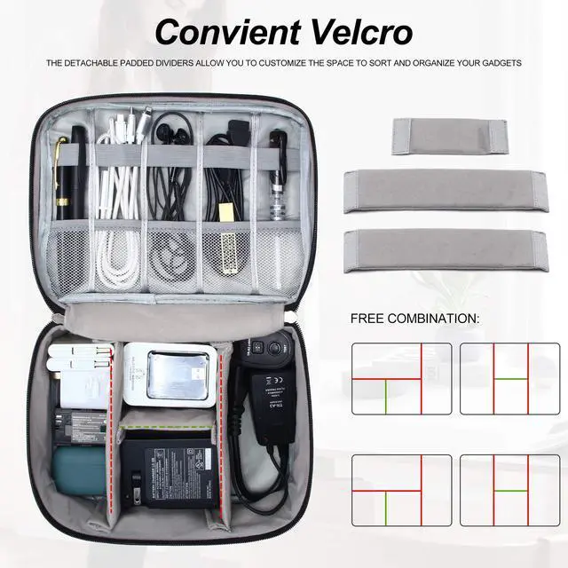 Alt view image 6 of 7 - SELLYFELLY Electronic Bag Travel Cable Accessories Bag Waterproof Double Layer Electronics Organizer Portable Storage Case for Cable, Cord, Charger, Phone, Adapter, Power Bank, Kindle, Hard Drives