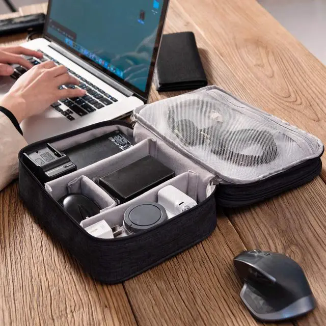 Alt view image 7 of 7 - SELLYFELLY Electronic Bag Travel Cable Accessories Bag Waterproof Double Layer Electronics Organizer Portable Storage Case for Cable, Cord, Charger, Phone, Adapter, Power Bank, Kindle, Hard Drives