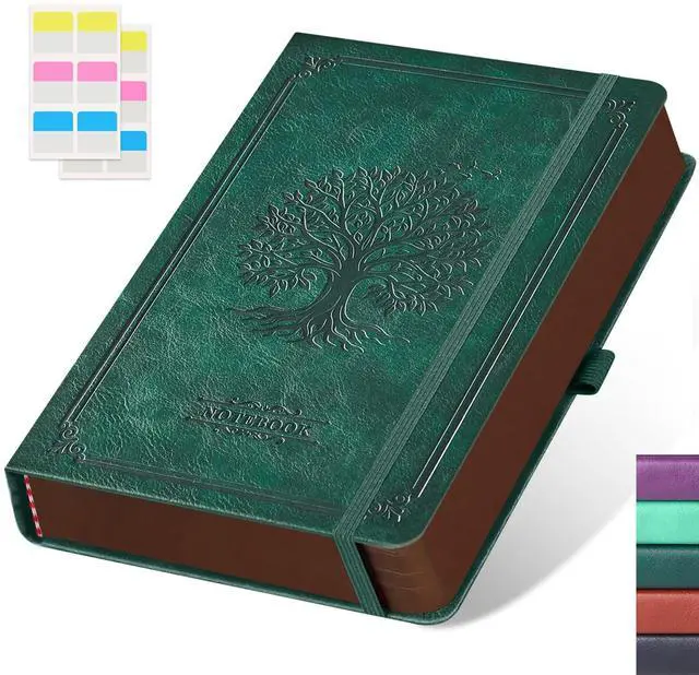 Main image of A5 Journal Notebook for Women Men, 320 Pages Lined Journaling Notebook with 100GSM Thick Paper, Hardcover Leather Note book for Work Writing Note Taking Diary, School, 5.7'' X 8.4'', Green