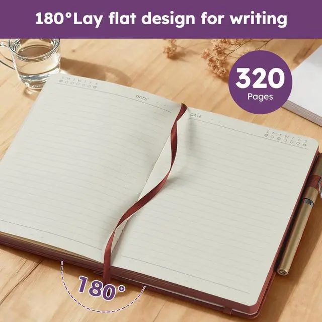 Alt view image 4 of 7 - A5 Journaling Notebook, Hardcover Lined journal for Women Men writing, Note Taking, Personal Diary, 320 Pages 100GSM Thick Paper, Leather Cover Note book for School Office Supplies, 5.7'' X 8.4''