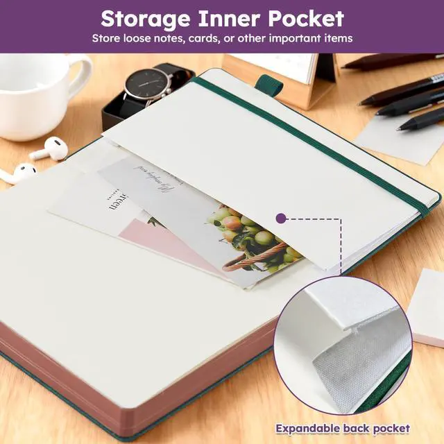 Alt view image 5 of 7 - A5 Journaling Notebook, Hardcover Lined journal for Women Men writing, Note Taking, Personal Diary, 320 Pages 100GSM Thick Paper, Leather Cover Note book for School Office Supplies, 5.7'' X 8.4''