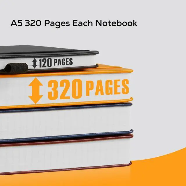 Alt view image 3 of 7 - Hardcover Leather Notebooks College Ruled, 320 Pages Notebook Journals for Writing Note Taking Women & Men, A5 (5.7'' X 8.4'') Daily Notebook Journal, Orange