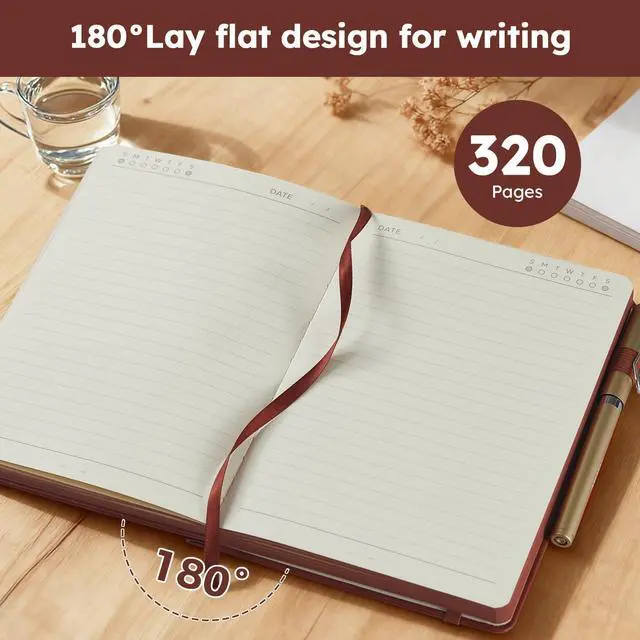 Alt view image 4 of 7 - Lined Journal Notebook for Women Men, 320 Pages A5 Journaling Notebook College Ruled with 100GSM Thick Paper, Hardcover Leather Notebook for Work Writing Note Taking Diary, School, 5.7'' X 8.4''