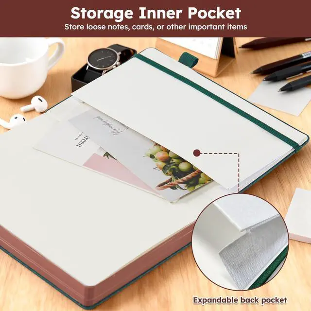Alt view image 5 of 7 - Lined Journal Notebook for Women Men, 320 Pages A5 Journaling Notebook College Ruled with 100GSM Thick Paper, Hardcover Leather Notebook for Work Writing Note Taking Diary, School, 5.7'' X 8.4''