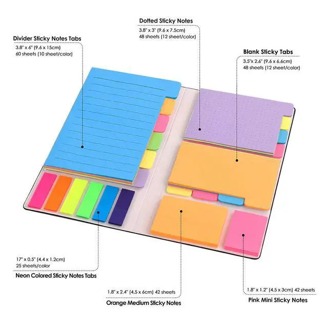 Alt view image 2 of 7 - Sticky Notes Set, Post Self-Stick Notes Pads for Journaling Notebook Planner Study, Office Supplies College Essentials Back to School Supplies for High School Students Teen Girl Gifts Preppy Stuff