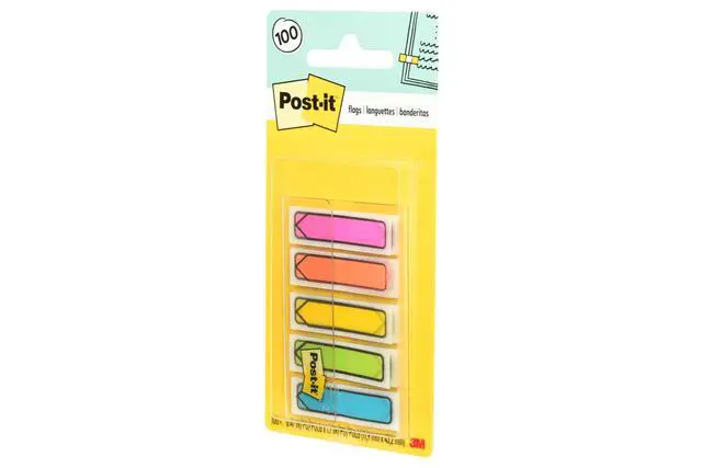 Alt view image 2 of 7 - Post-it Arrow Flags, 0.47 x 1.7 in, Bright Colors, 1 Dispenser, 100 Flags