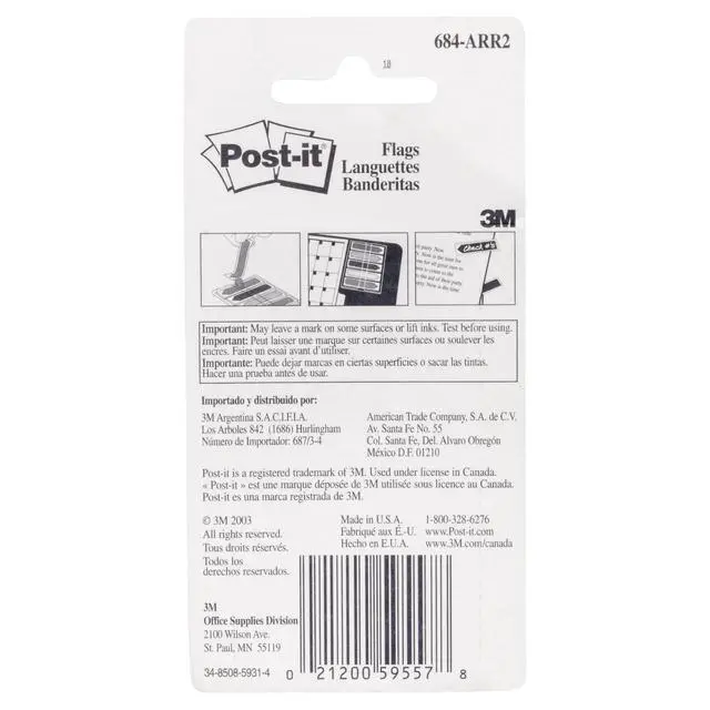 Alt view image 3 of 7 - Post-it Arrow Flags, 0.47 x 1.7 in, Bright Colors, 1 Dispenser, 100 Flags