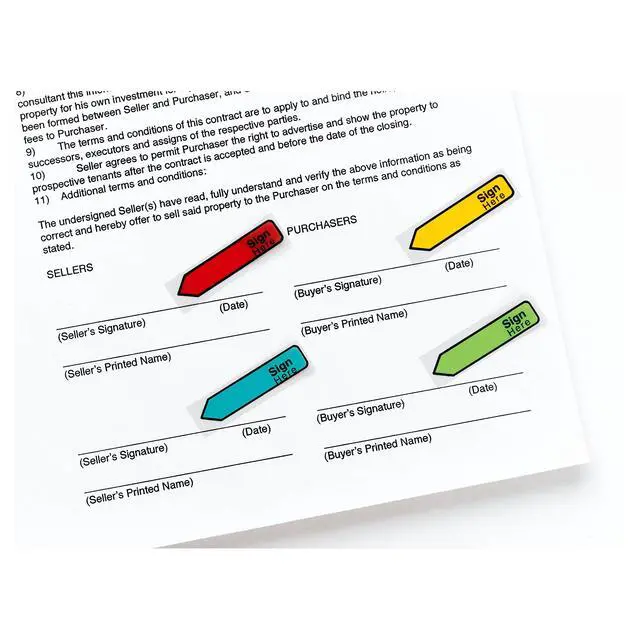 Alt view image 5 of 6 - Post-it Message Flags, Sign Here, .47 x 1.7 in, Assorted Colors, 4 Pack