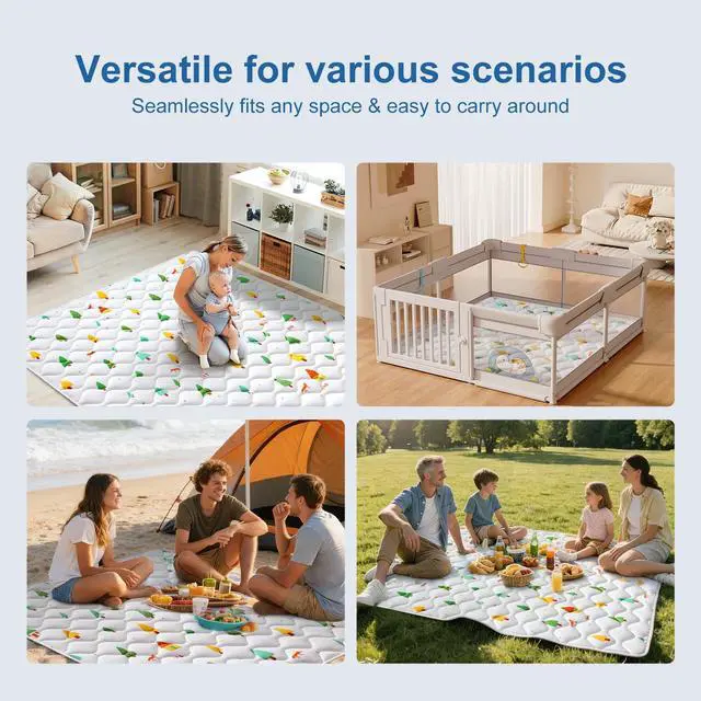 Alt view image 7 of 7 - Odorless Premium Foam Baby Play Mat 50" x 50", Soft Microfiber Fabric Crawling Mat for Floor- Comfortable and Hypoallergenic, Non-Slip Cushioned Floor Playpen mat for Infants,Babies,Toddlers