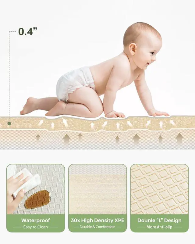 Alt view image 2 of 7 - BG-BABYGO Baby Play Mat 50"*78" Foldable Baby Play Mat for Floor Reversible Waterproof Playmats for Babies Boy and Toddlers Infants Edge Reinforcement Crawling Mat for Indoor&Outdoor&Travel